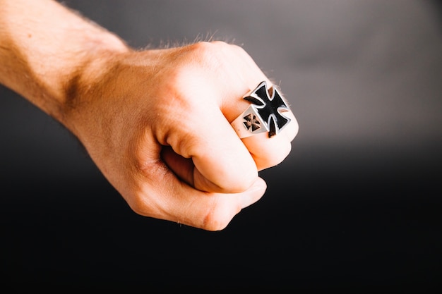 Free photo crop male hand with ring