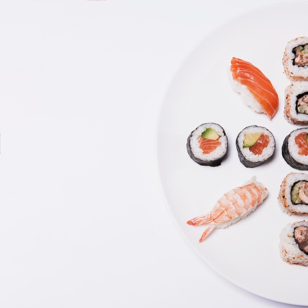 Crop plate with set of sushi