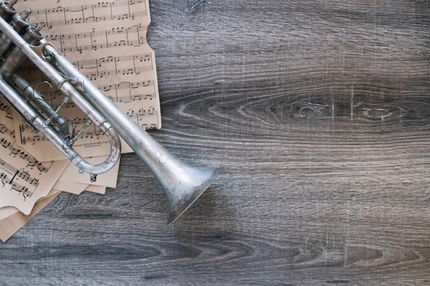 Free photo crop trumpet and sheet music