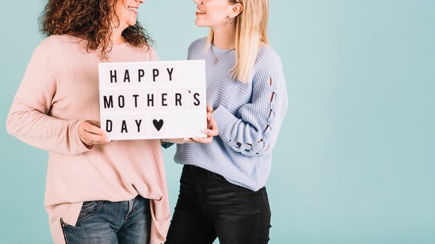 Crop women with Mother's day greetings