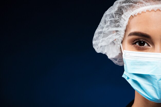 Cropped portrait of serious doctor isolated