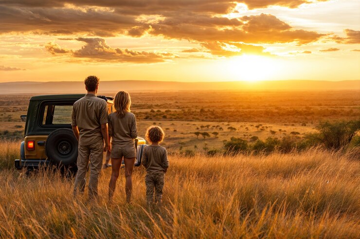Free Photo crossroad car in safari scene