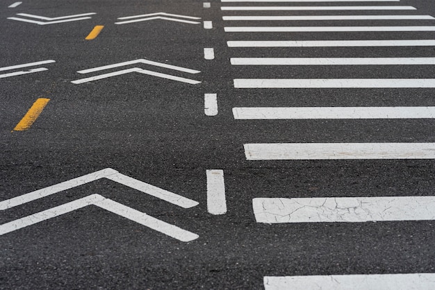 Crosswalks in the city closeup