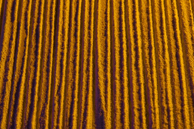 Crowded parallel sand lines top view