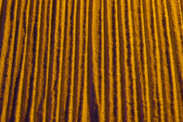 Crowded parallel sand lines top view