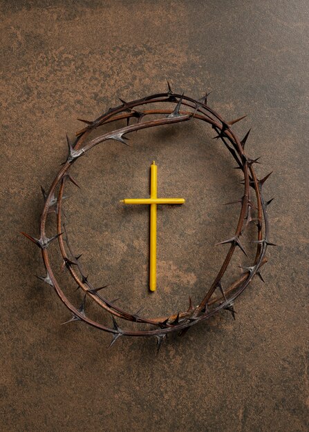 Crown of thorns and cross top view