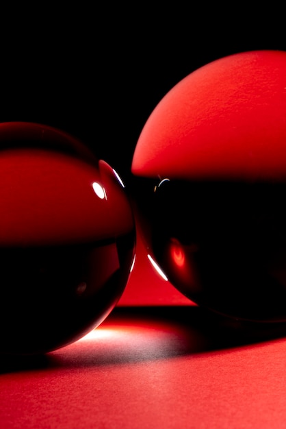 Crystal balls with red lights