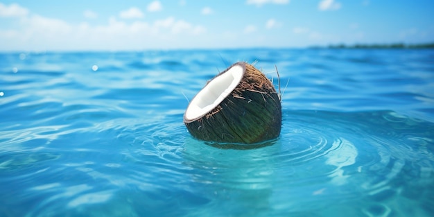無料写真 水晶の青い水が海岸のココナッツを背景に 島の静けさを体現しています