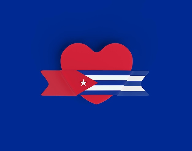 Cuba Flag Heart Banner