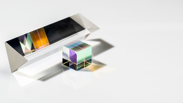 Cubic transparent prism and lights