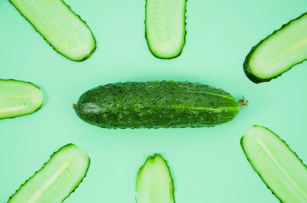 Cucumber slices from top view