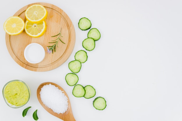 Cucumber slices with beauty cream