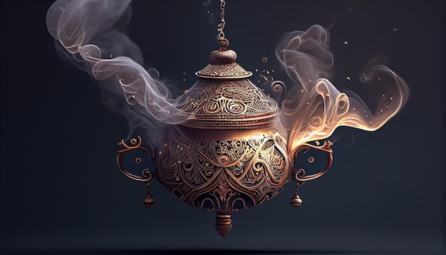 Cultures religion and decoration blend in ornate teapot generated by AI