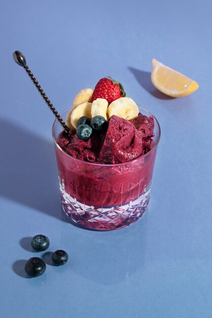 Cup of brazilian dessert with banana