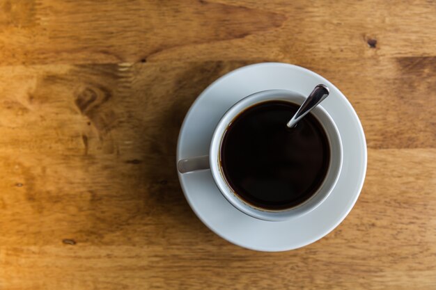 Cup of coffee viewed from above