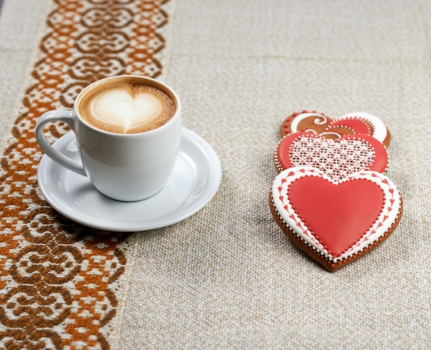 Cup of coffee with cookies