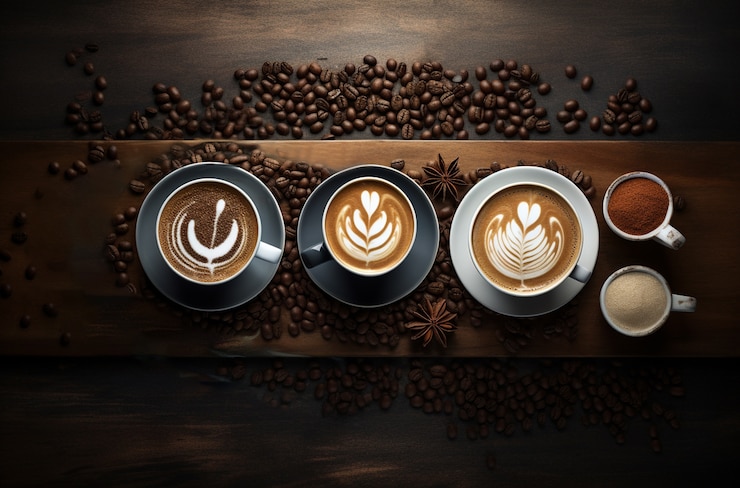 Free Photo cup of coffee with roasted coffee beans