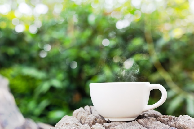 cup of coffee on wooden