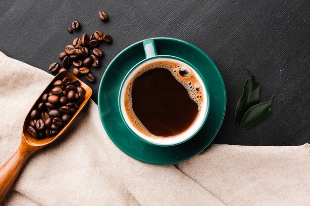 Cup of fresh coffee on the table