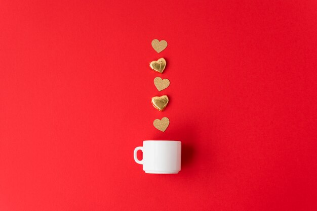 Cup and row of ornament hearts 