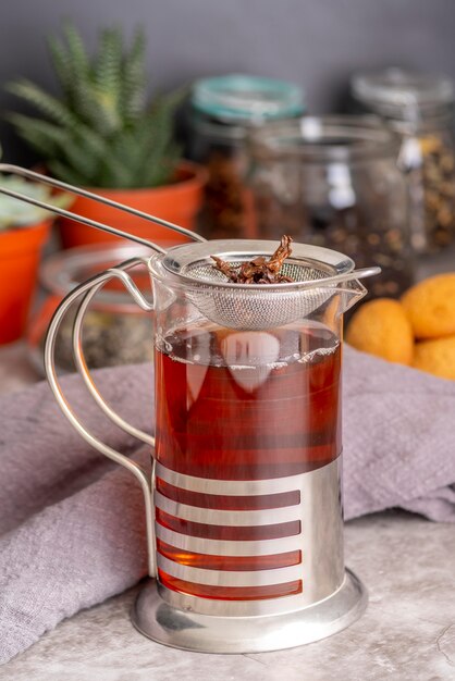 Cup with aromatic tea