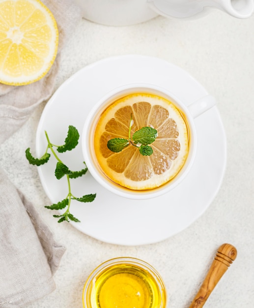 Cup with lemon tea