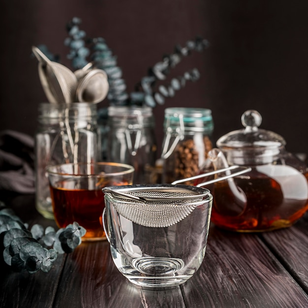 Cup with tea of herbs