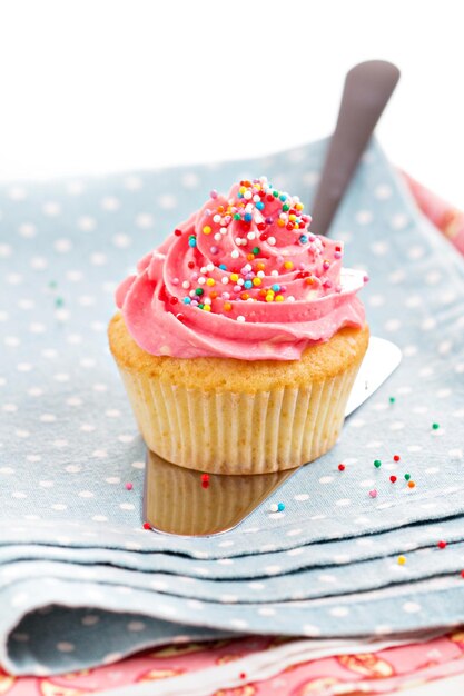 Cupcake with frosting and sprinkles