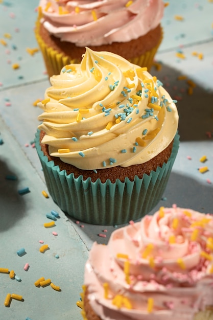 Cupcakes with glaze arrangement