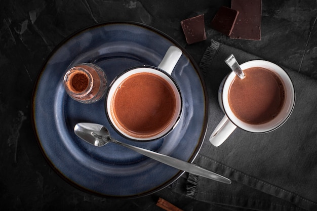 Cups of hot chocolate