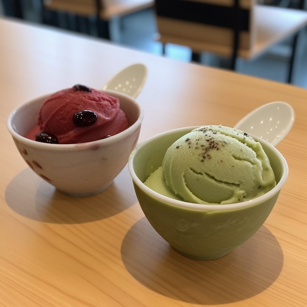 Free photo cups with delicious ice cream flavors arrangement