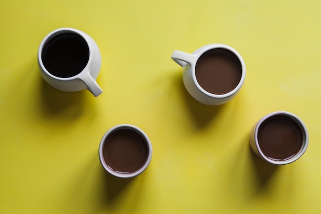 Cups with hot drink