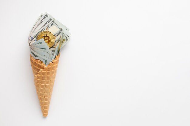 Currency ice cream with copy-space