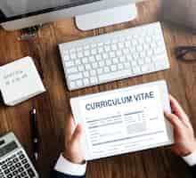 Free photo curriculum vitae resume job application concept