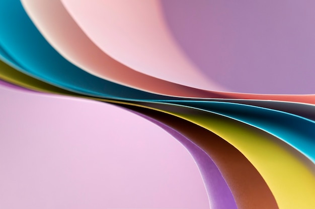 Curved abstract layers of colored papers