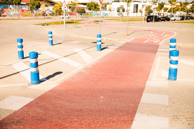 Curved bicycle lane in the park