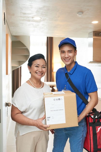 Customer and delivery man