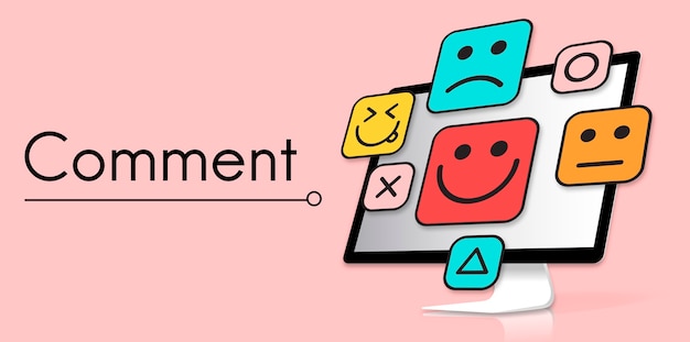 Foto gratuita faccine emoticon di feedback sulla valutazione del cliente