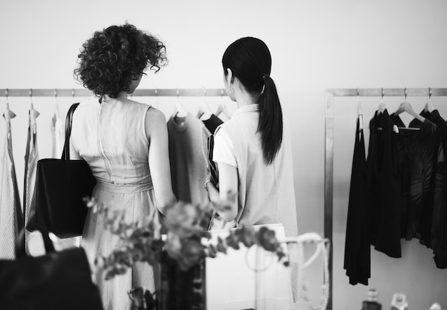 Customers checking out a shop