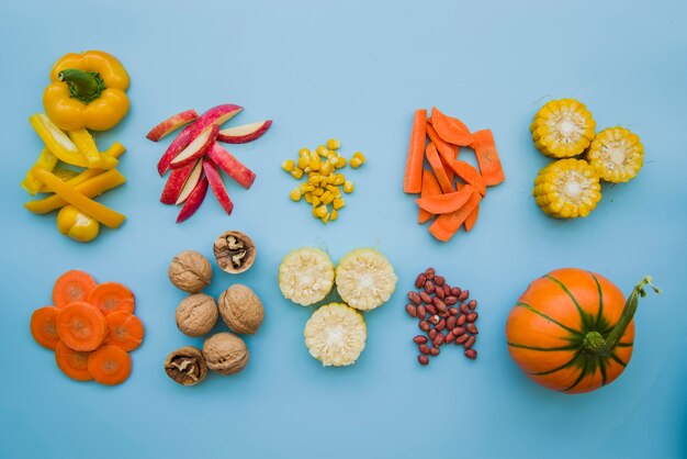 Cut food on table