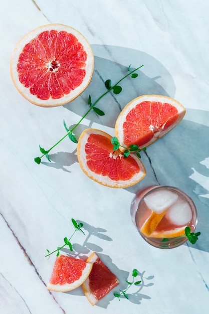 Cut grapefruit on table