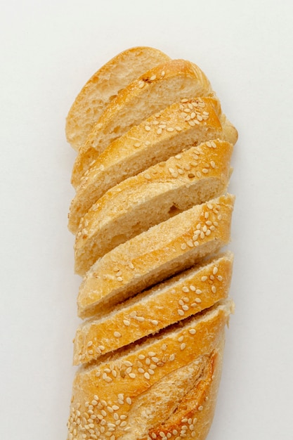 Cut slices of bread with grains