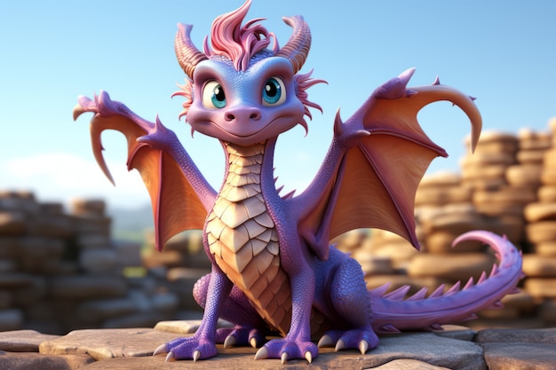 Free photo cute 3d dragon