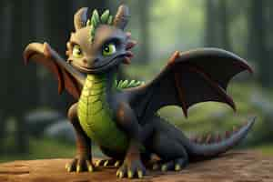 Free photo cute 3d dragon