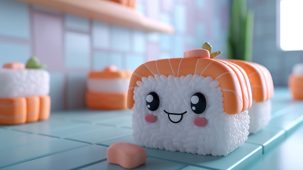 Cute 3d sushi with face