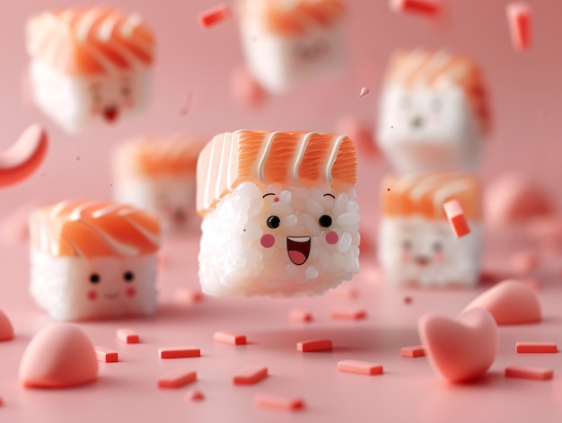 Cute 3d sushi with face