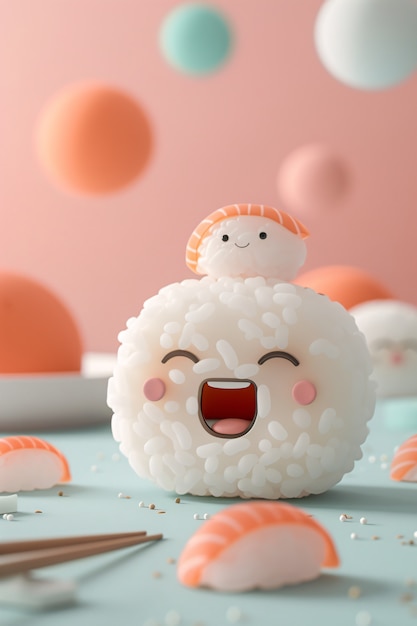 Cute 3d sushi with face