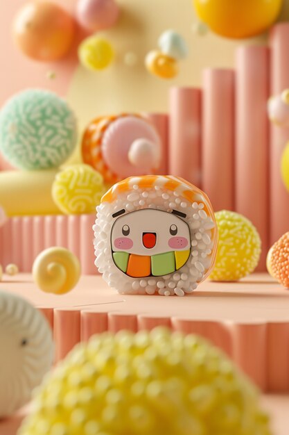 Cute 3d sushi with face