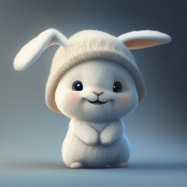 Бесплатное фото Симпатичный мультяшный кролик, созданный искусственным интеллектом