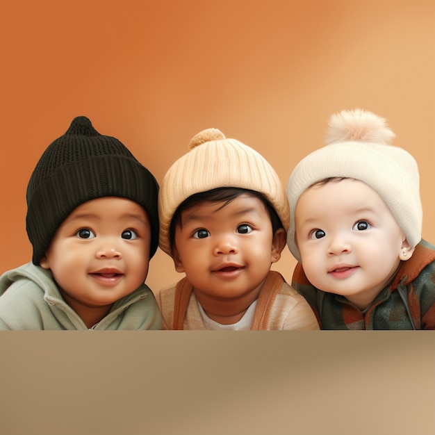 Free photo cute babies together indoors